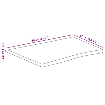 vidaXL Tafelblad met natuurlijke rand 80x60x3,8 cm massief mangohout