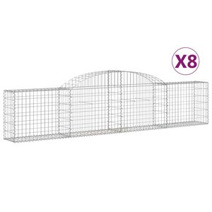 vidaXL Schanskorven 8 st gewelfd 300x30x60/80 cm gegalvaniseerd ijzer