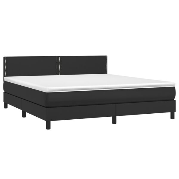 vidaXL Boxspring met matras en LED kunstleer zwart 180x200 cm