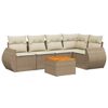 vidaXL 6-delige Loungeset met kussens poly rattan beige