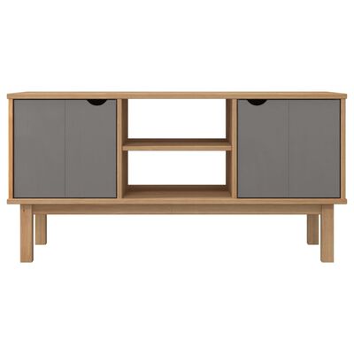 vidaXL Tv-meubel OTTA 113,5x43x57 cm massief grenenhout bruin en grijs