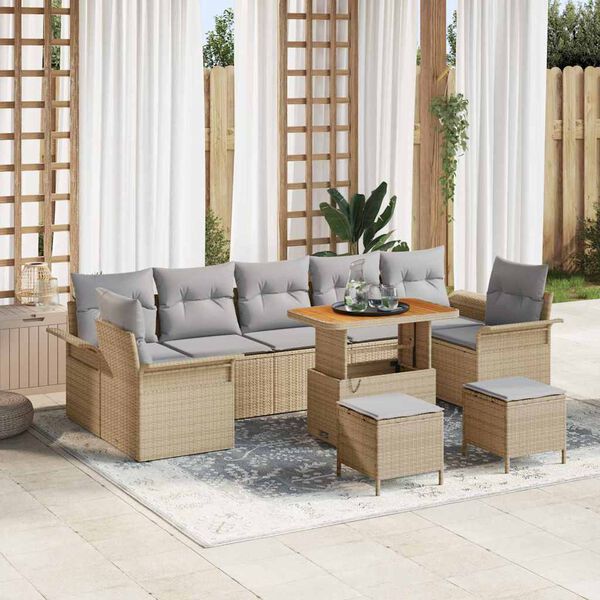 vidaXL Tuin Sofa Set 10 pcs Beige poly rattan