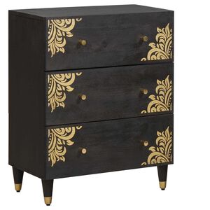 vidaXL Dressoir Zwart 60 x 33 x 75 cm Massief Mango Hout