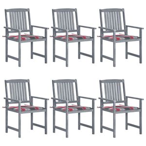 vidaXL Tuinstoelen 6 st met kussens massief acaciahout grijs