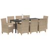 vidaXL Tuin eettafelset 9 pcs Beige poly rattan