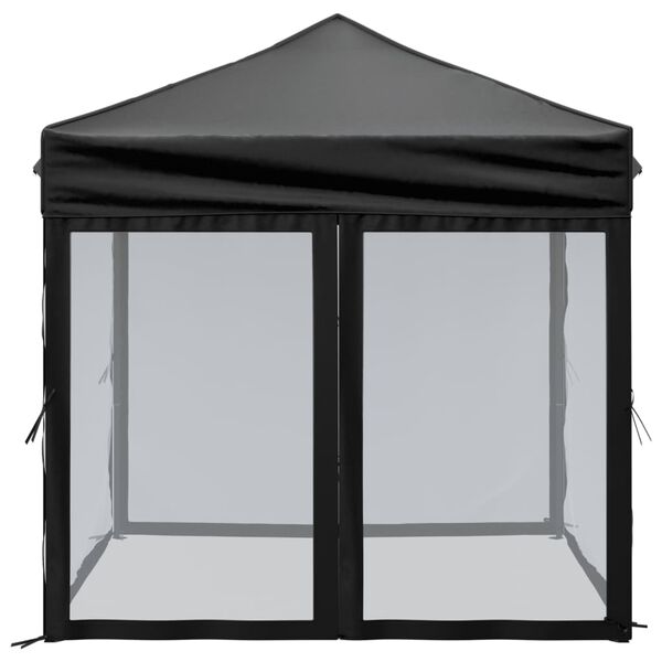 vidaXL Partytent inklapbaar met zijwanden 2x2 m zwart