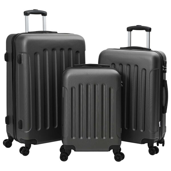 vidaXL Koffer Set met slot 3 pcs Donkergrijs 50 x 31 x 78 cm
