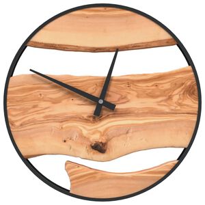 vidaXL Wandklok &Oslash;35 cm ijzer en olijfhout bruin