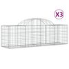 vidaXL Schanskorven 3 st gewelfd 200x50x60/80 cm gegalvaniseerd ijzer