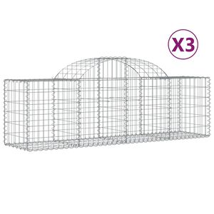 vidaXL Schanskorven 3 st gewelfd 200x50x60/80 cm gegalvaniseerd ijzer
