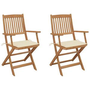 vidaXL Tuinstoelen 2 st inklapbaar met kussens massief acaciahout