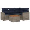 vidaXL 5-delige Loungeset met kussens poly rattan grijs