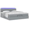 vidaXL Ottoman bed met matrassen en LED's 200x200cm stof lichtgrijs