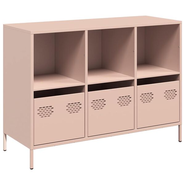 vidaXL Dressoir 101,5x39x73,5 cm koudgewalst staal roze