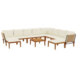 vidaXL 11 st Massief acaciahout & touw Naturel