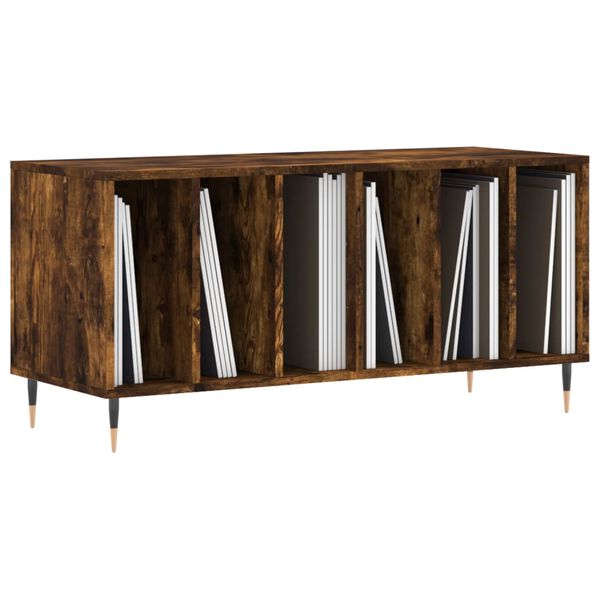 vidaXL Platenkast 100x38x48 cm bewerkt hout gerookt eikenkleurig