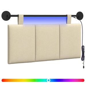 vidaXL Hangend hoofdbord Met LED-verlichting Cr&egrave;mekleurig Stof