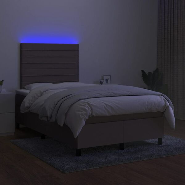 vidaXL Boxspring met matras en LED stof taupe 120x190 cm