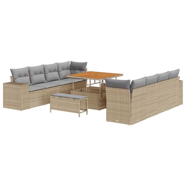 vidaXL Tuin Sofa Set met kussen 11 pcs Beige poly rattan