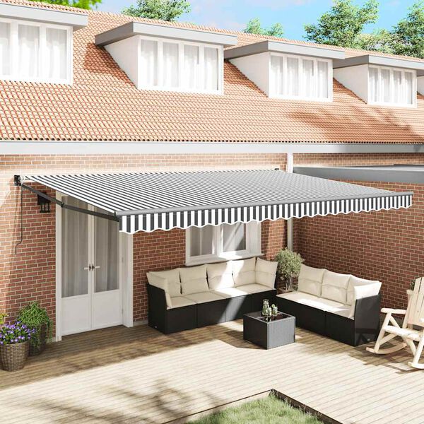 vidaXL Luifel uittrekbaar 5x3 m stof en aluminium antraciet en wit