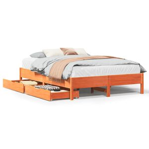 vidaXL Bedframe zonder matras massief grenenhout wasbruin 135x190 cm