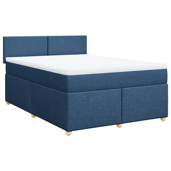 vidaXL Boxspring met matras stof blauw 160x200 cm
