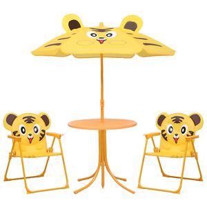 vidaXL 3-delige Bistroset voor kinderen met parasol geel