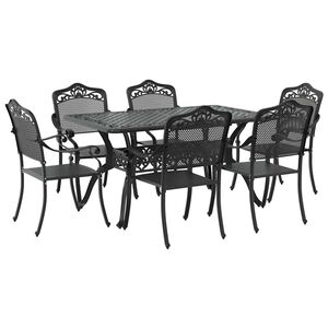 vidaXL Tuin eettafelset 7 pcs Zwart Aluminium