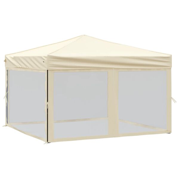 vidaXL Partytent inklapbaar met zijwanden 3x3 m crèmekleurig
