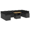vidaXL 11-delige Loungeset met kussens poly rattan zwart