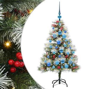 vidaXL Kunstkerstboom Groen en wit 120 cm PVC en Metaal en Plastic