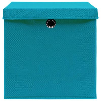vidaXL Opbergboxen met deksel 4 st 32x32x32 cm stof babyblauw