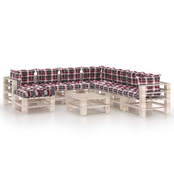 vidaXL 9-delige Loungeset met kussens pallet grenenhout