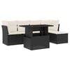 vidaXL 6-delige Loungeset met kussens poly rattan zwart