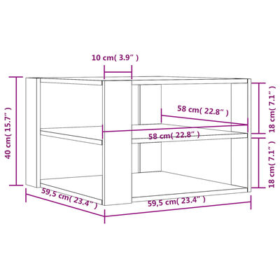 vidaXL Salontafel 59,5x59,5x40 cm bewerkt hout sonoma eikenkleurig