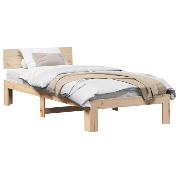 vidaXL Bedframe met hoofdeinde Naturel 90 x 190 cm Massief grenenhout