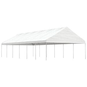 vidaXL Prieel met dak 13,38x5,88x3,75 m polyetheen wit