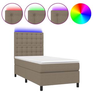 vidaXL Boxspring met matras en LED stof taupe 80x200 cm