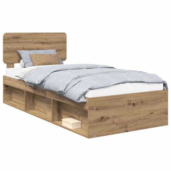 vidaXL Bedframe Ambachtelijk eiken 90 x 190 cm Massief grenenhout