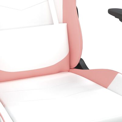 vidaXL Massage gamestoel met voetensteun kunstleer zwart en roze