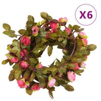 vidaXL Kunstbloemslingers 6 st 215 cm roze