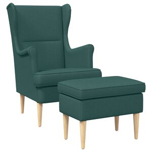 vidaXL Fauteuil met Voetenbank 2 st Donkergroen Stof