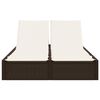 vidaXL Ligbed 2-persoons met kussens poly rattan bruin