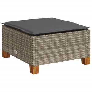 vidaXL Tuinkruk met kussen 63,5x56x32 cm poly rattan grijs