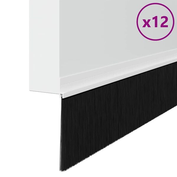 vidaXL Zelfklevende Deurborstels 6 pcs Zwart 100 cm Aluminium Legering