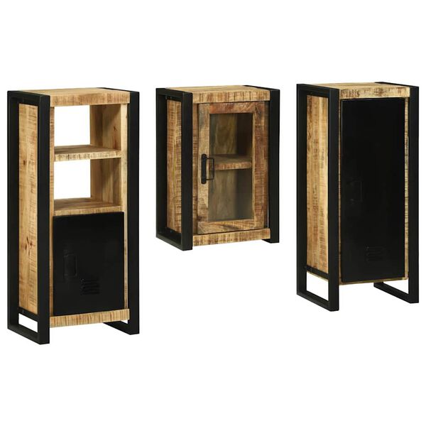 vidaXL Badkamermeubelset met plank 3 pcs Bruin Massief Mango Hout