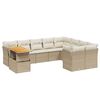 vidaXL 10-delige Loungeset met kussens poly rattan beige