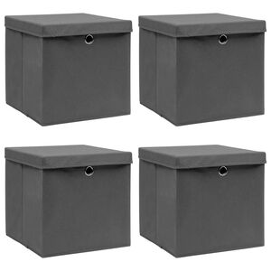 vidaXL Opbergboxen met deksel 4 st 32x32x32 cm stof grijs