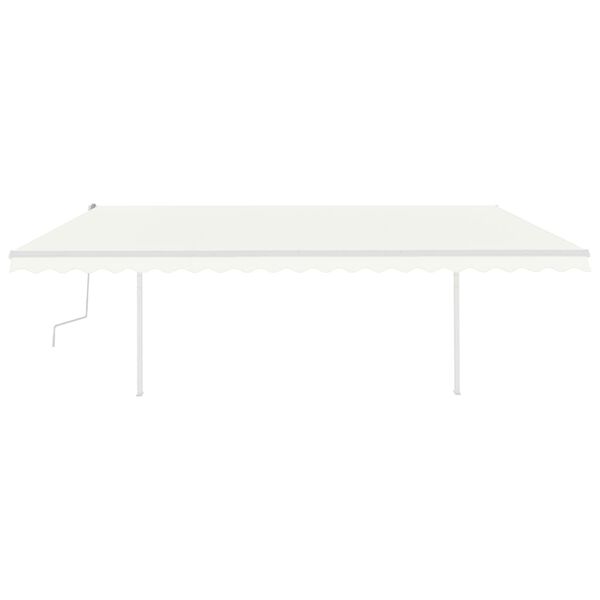 vidaXL Luifel handmatig uittrekbaar met LED 5x3 m cr&egrave;mekleurig