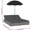 vidaXL Loungebed met parasol poly rattan grijs